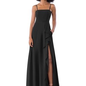 Black floor length chiffon dress